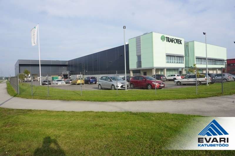 Katusevillast tuletõkketsoonidega Trafotek AS lamekatuste ehitamine Harjumaal