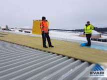 Katusekonstruktsiooni sängituskihi, auruisolatsiooni, soojustuse, SBS aluskihi paigaldus katusekonstruktsiooni sängituskiht, auruisolatsioon, soojustus, SBS aluskiht